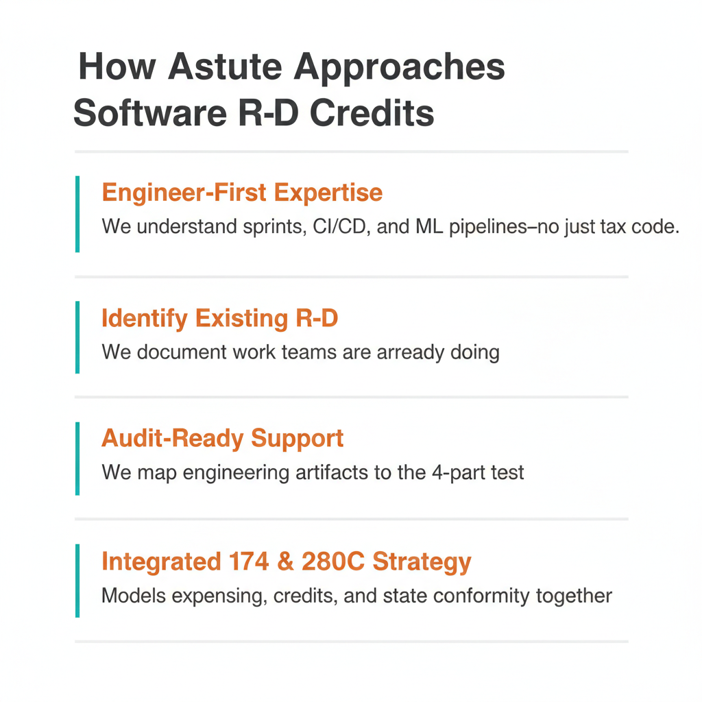 How Astute Approaches Software R&D Tax Credits